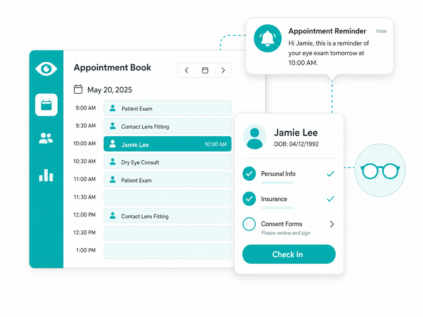 Front desk scheduling interface